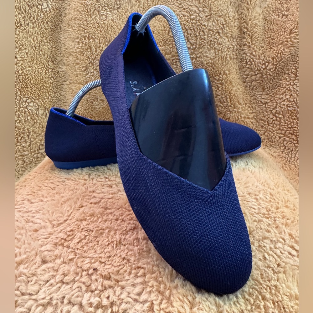 Rothy’s The Flat Round Toe Ballet Flats Navy Blue Women’s Size 10.5